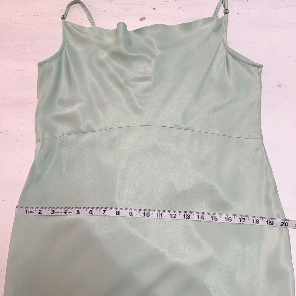 Anthropologie Elyse Bias-Cut Satin Maxi Slip Dress L Mint Green Cowl Neck Formal - Picture 12 of 13